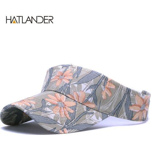 HATLANDER women sun hats summer beach hat visor cap girls floral sports hats tennis cap outdoor empty top cap hat
