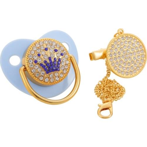 Luxury Transparent Crown Diamond Bling Pacifier Baby Registry Gift Soother Pacifiers and Accessories Nipple For Newborn Baby