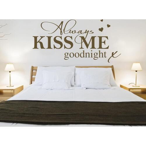 Contemporary Art Wall Sticker Always Kiss Me Goodnight Bedroom Bedside decorative decals Home decor vinyl DIY stickers Y81