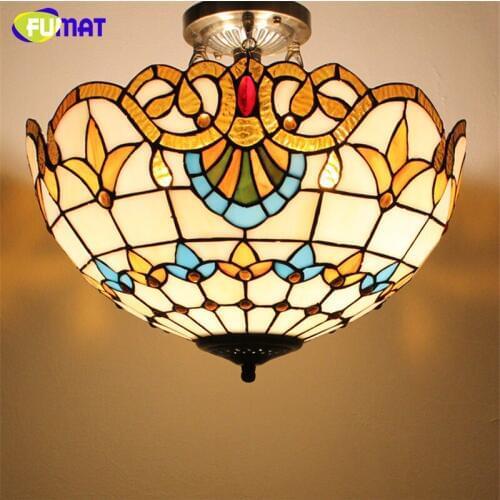 FUMAT Glass Art Ceiling Lamp Tranditional Suspension Lights Flower Baroque Restaurant Kitchen Hotel Project Light Fixtures