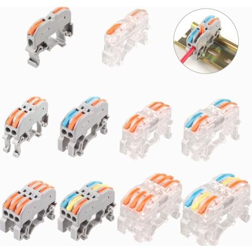 Din Rail TYPE Quick Cable Wire Connector 1/2/3 PinUniversal Compact Replace UK2.5B Wiring Conductor Terminal For LED Light Lamp