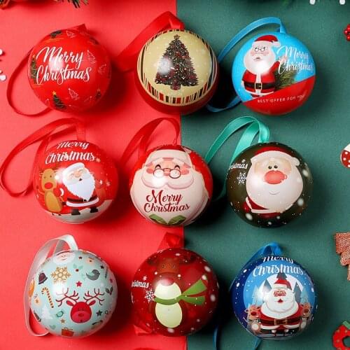 7cm Christmas Tree Hanging Balls Ornament Decoration Xmas Tree Decor Ball Candy Jar Storage Christmas Candy Cans Ball Kids Gift