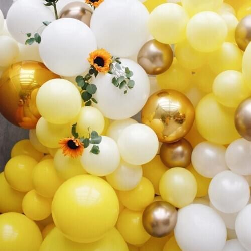Lemon yellow Birthday Balloons Garland Arches Kit Wedding White orange Latex Balloon Decoration Baby Shower Baptism Party