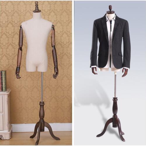 Top Quality Model Male Half Body Mannequin Dressmaker Male Half Body Mannequins for Garment With Wooden Arms