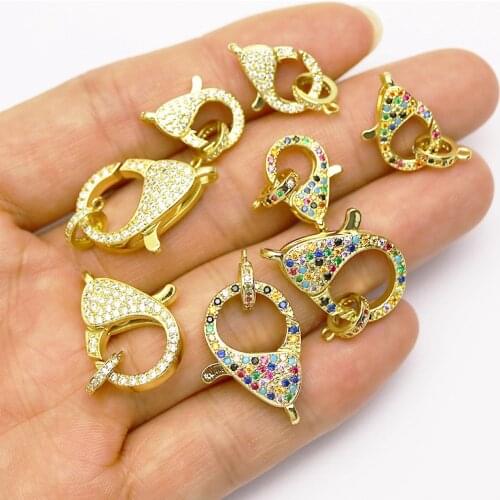 10Pcs lobster Clasp pendants Colorful zircon for necklace accessories Retro hook clasp for jewelry making 7306