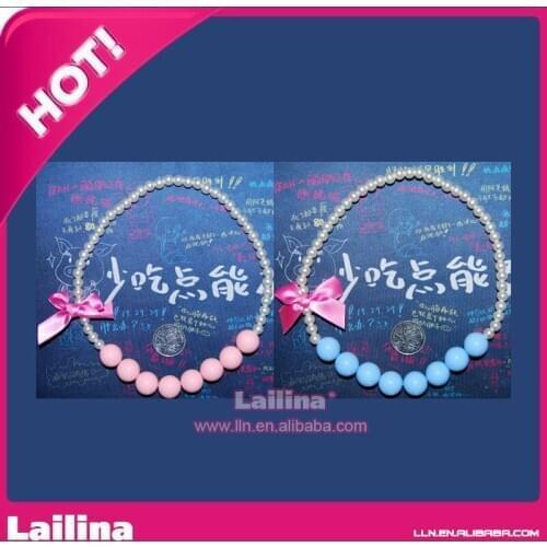 Fashion bubblegum red mouse pendant solid color acrylic bead necklace child girls chunky red&white dot bead necklace