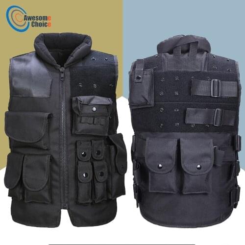 Black Tactical Vest Mens Military Hunting Vest Field Battle Airsoft Molle Waistcoat Combat Assault Plate Carrier Hunting Vest