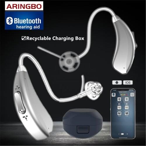 1 Pair Mini Hearing Aid Best Bluetooth Sound Amplifier Enhancer Digital Ear Hearing Device Rechargeable With USB Recharging Base