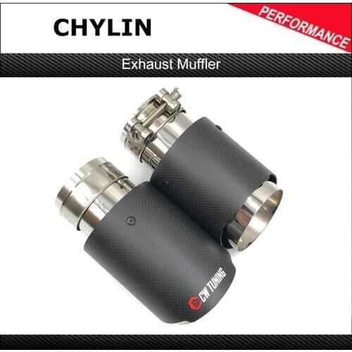 1 Piece Matte Carbon Car Exhaust System Muffler Tip Tail Pipes Universal Sandblasting Stainless Steel Trim For Bmw For Ak