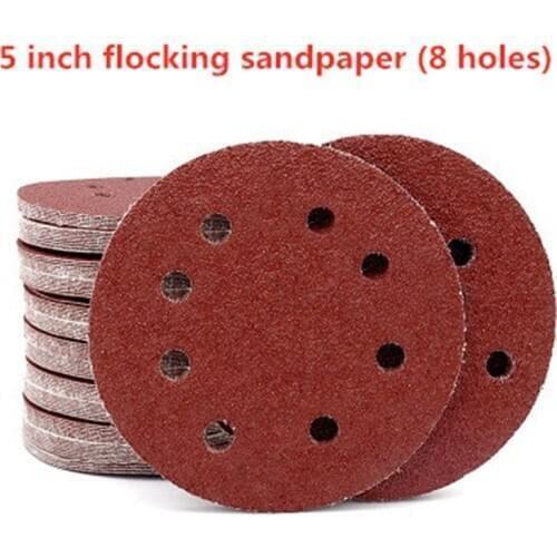 100pcs 125mm Round Shape Sanding Discs Hook Loop Sanding Paper Buffing Sheet Sandpaper 8 Hole Sander Polishing Pad Sandpaper