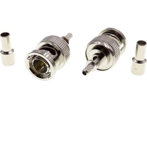 2Pcs BNC-J1.5 BNC-J1.5 Male Head 75 Ohm RF Coaxial Video Surveillance Connector For Connect RG179 RG316 RG174 Cable