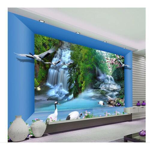 3d customized wallpaper Beautiful mountain stream 3D space living room TV backdrop photo 3d wallpaper