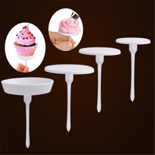 4PCS Sugarcraft Cupcake Cake Stand Icing Cream Flower Decorating Nail Set Tool