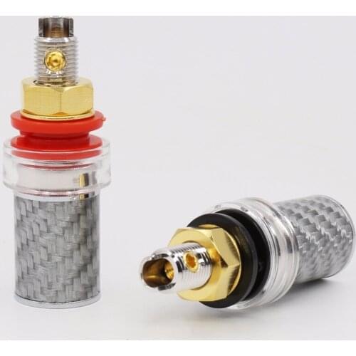 Factory Directly Offer 4pcs Rhodium Plated Carbon Fiber Amp Speaker Terminal Binding Post