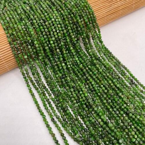 Natural Stone Beads Round Green spodumene Faceted Loose Spacer Beaded For jewelry making DIY Necklace Bracelet Accessories
