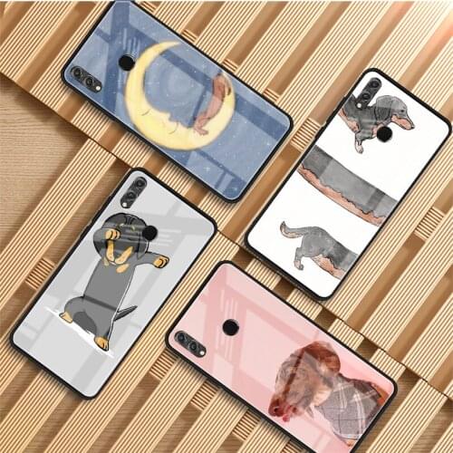 Dachshund Dog Tempered Glass Phone Case For Huawei P20 P30 P40 P40 Lite Pro Psmart Mate 20 30 Cover Shell