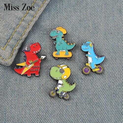 Rock Young Dinosaur Enamel Pins Our Life Cute Bag Brooch Lapel Badge Cartoon Jewelry Gift for Kids Friends