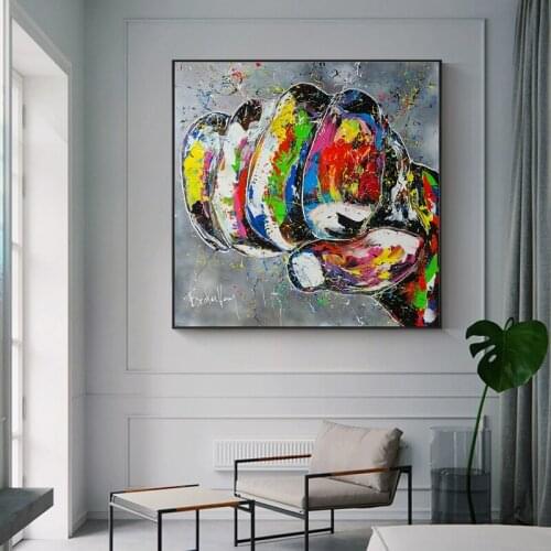 Colorful Street Graffiti Art Inspirational Fist Canvas Painting Abstract Poster Print Wall Art Picture for Living Room Decor