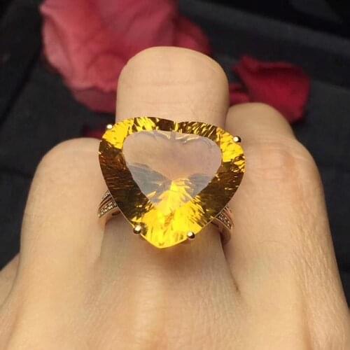 Citrine Ring 18K Gold AU750 Heart Shape Natural Citrine Gemstones Rings for Female Anniversary Gift Fine Rings