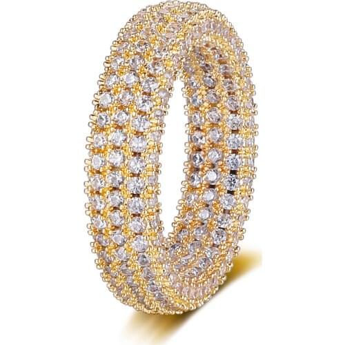 Round Iced Out Hip Hop Jewelry Rings Dropshipping Men Women 100% Micro Pave Zircon Ring Wholesale Rapper Jewellery