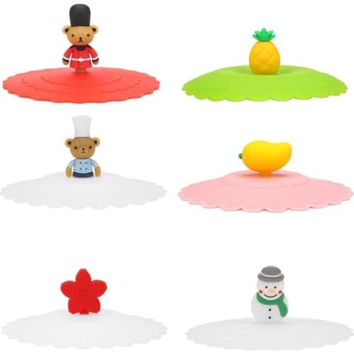 Cute Silicone Cup Cover Heat-resistant Leak Proof Cartoon Lid Cartoon Lovely and Dustproof Cup Cover For Dropshipping 1 Pcs