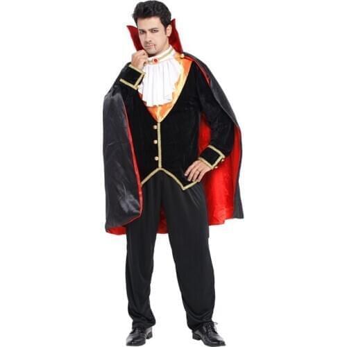 Bloodsucker Vampire count costume Men Halloween Dracula Role play Cosplay Nightclub Masquerade Carnival masked ball Party dress