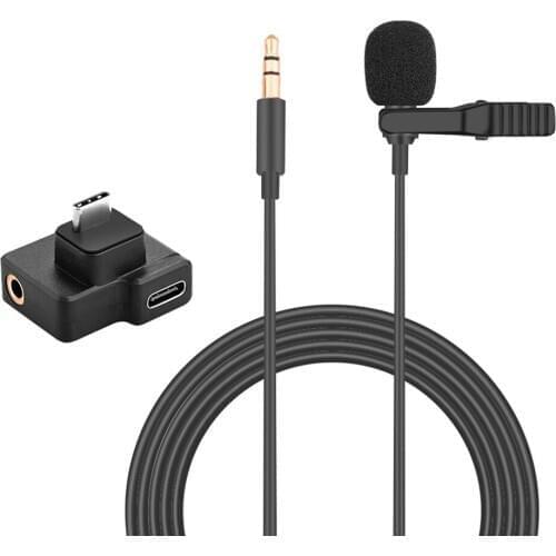 Mini 3.5MM Lapel Microphone Hands Free Recording Wired Clip-on Microphone with Audio Adapter Mic for DJI Osmo Action Camera