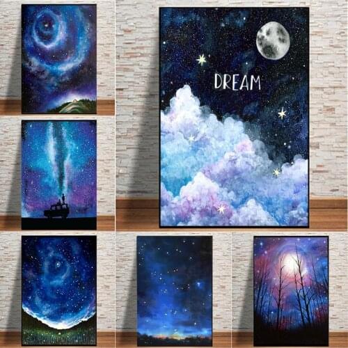 Starry Sky Canvas Painting Wall Art Galaxy Nebula Space Astronomy Universe Clouds Picture For Living Room Poster And Prints