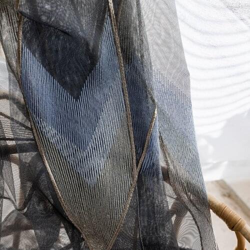 Custom curtains modern Nordic style especially embroidered geometry Colored thread livingroom bedroom window tulle yarn M1067