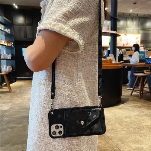 Simple wave point card wallet Crossbody chain bag case for huawei P40 P20 P30pro MATE20 X mate30 MATE40 pro nova 8 SE 7 6 5 4 3