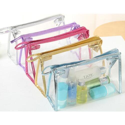 Clear Transparent Plastic PVC Travel Cosmetic Make Up Toiletry Bag Zipper Waterproof Women Storage Bag LX1857