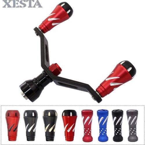 XESTA Fishing Reels handle fit for daiwa reels Double Alloy Knob Carbon Fiber rod Stainless Steel Shaft Reel Fishing Accessories