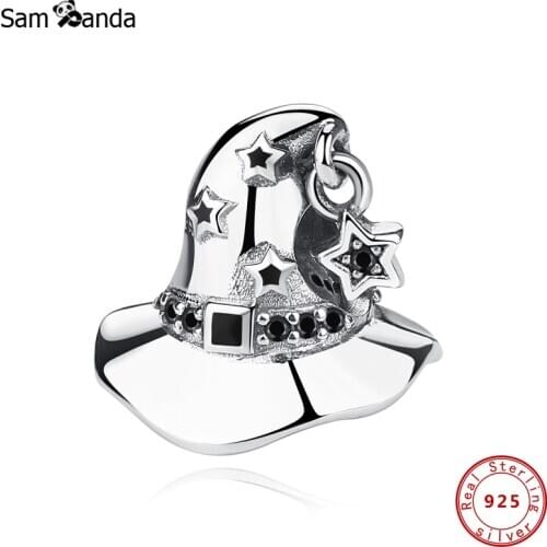 Authentic 100% 925 Sterling Silver Charms Beads Stars Wizard Hat Charm Halloween Fit Original Bracelets Women DIY Jewelry