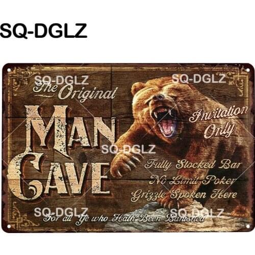 [SQ-DGLZ] New The Original Man Cave Metal Sign Bar Wall Decor Retro Painting Plaques Art Poster