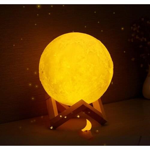 Stylish Reading Lamp Bedside Table Lamp 3D Print Moon LED Night Light Touch for Household Children Room Decorations