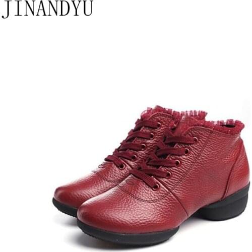 Genuine Leather Casual Shoes Woman Platform Dance Shoes Women Big Size Lace-Up Round Toe Flat Shoes 2021 Fashion Women Flats