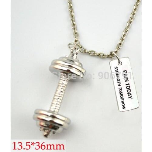 Weightlifting barbell pendant and PAIN TODAY STRENGTH TOMORROW charm Fitness Weightlifting Gym necklace