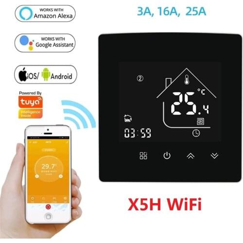 New Design Popularl Smart WiFi Thermostats Tuya Voice Remote Control Electric Gas Boiler Heating 3A 16A 25A Big Power Controller