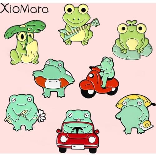Gesture Expression Froggy Enamel Pins Cute Cool Car Brooches Shirt Bag Lapel Cartoon Animal Badge Jewelry Holiday Gifts For Kids