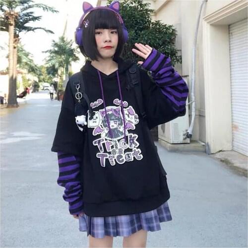 Itself Anime Hoodie Womens Sweatshirts Y2K Oversized Girl Kawaii Hoodies Tracksuit Black Korean Pop Sweatshirt Harajuku Hoody