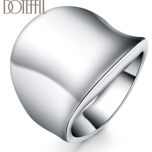 DOTEFFIL 925 Sterling Silver Man Thumb Board Ring For Women Fashion Wedding Engagement Party Gift Charm Jewelry