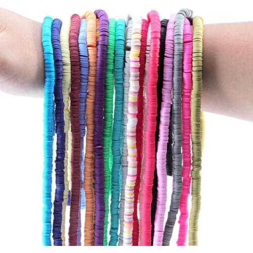 1 String Flat Round Polymer Clay Beads Heishi Disc Spacer Beads For Jewelry Making DIY Bracelet Necklace Jewelry Findings Bead