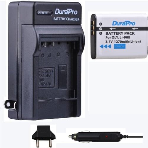 1pc 3.7V Li-90B Li 90B Li-ion Battery + Car Charger+ EU Plug for Olympus XZ-2 SH-50 SH-1 SP-100 Tough TG-1 TG-2 TG-3 TG-4 Camera