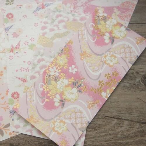 10pcs DIY Pink Flying Cherry Blossoms 5 Style Mix Design Paper As Creative Craft Paper Background Scrapbooking DIY Use