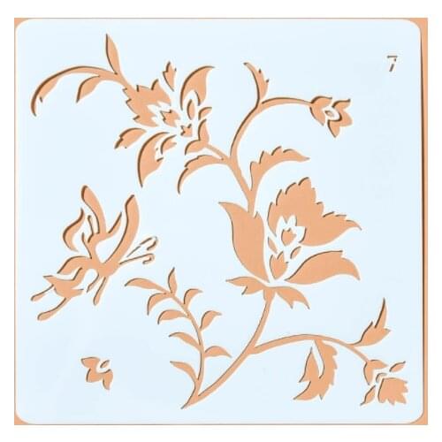 13*13 Flower butterfly pvc Layering Stencils for DIY Scrapbooking/photo album Decorative Embossing DIY Paper Cards Crafts
