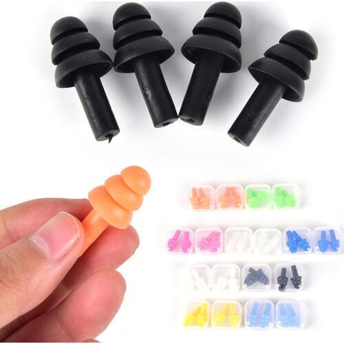 2 Pairs Silicone Waterproof Swimming Ear Plugs Earplugs Ear Protector Noise Reduction Protective Earmuffs For Travel Sleeping
