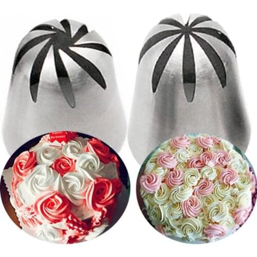 2pcs Russian Tips Pastry Large Size Cream Steel Stainless Nozzle Icing Piping Set Decorating Cupcake Cakes Baking Tools