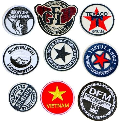 2 Pcs Various round cartoon icon Embroidered Iron on Patches for Clothing DIY Stripes Clothes Patchwork Stickers Custom Badges