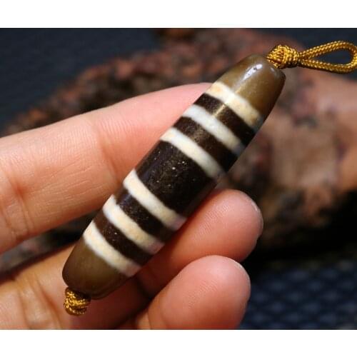 No.210127T25 Energy Tibetan Top Old Agate 6 Stripe Healer Medicine dZi Bead Amulet Pendant 5A LKbrother Saurces