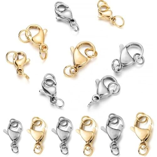 30Pcs/Lot Gold Color Stainless Steel Lobster Clasps Hooks for DIY Necklace Bracelet Chain Connector Jewelry Making Supplies